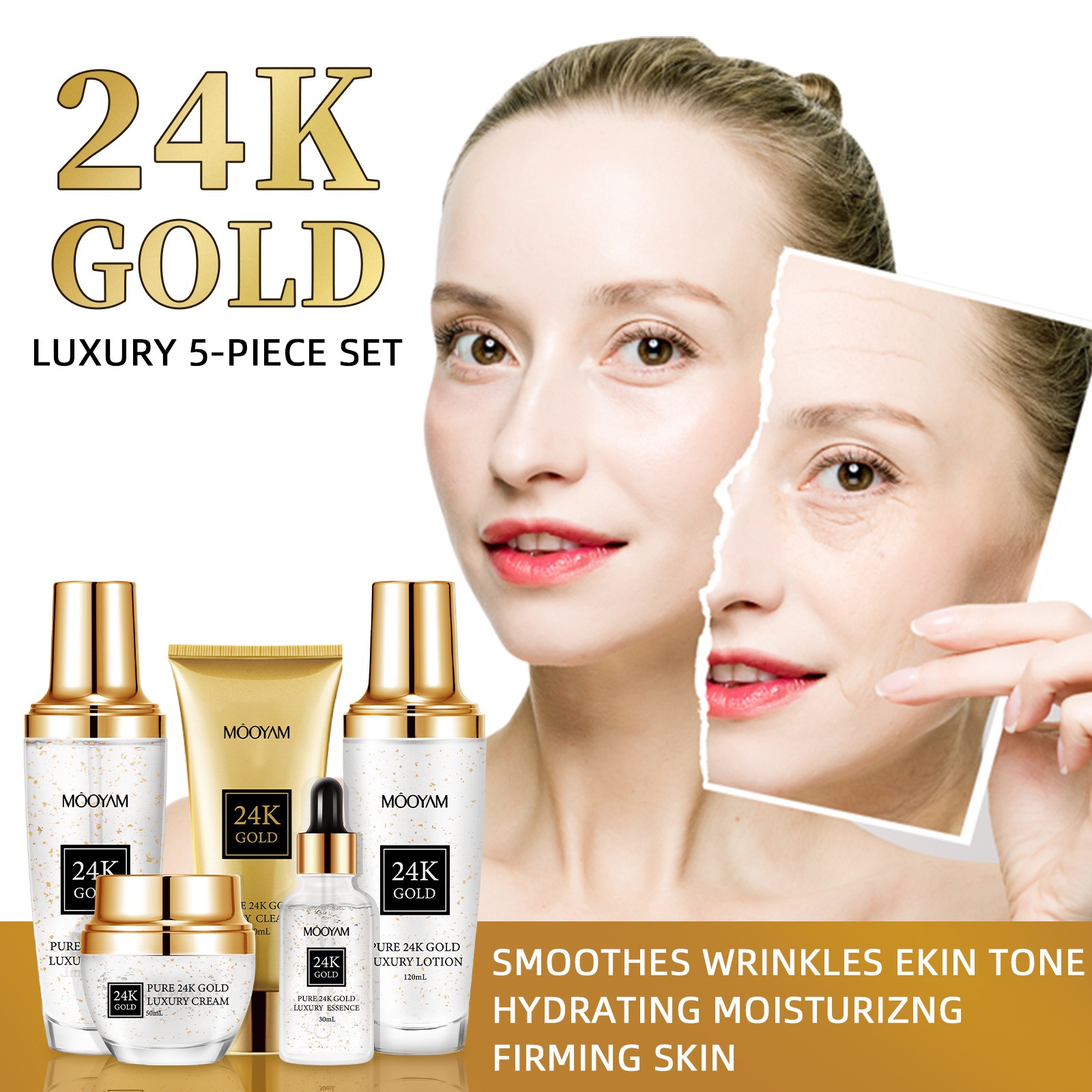 ชุดบำรุงผิวหน้า 24K โกลด์ ลักช - Luxury Skincare Moisturizer บทวิจารณ์และราคา